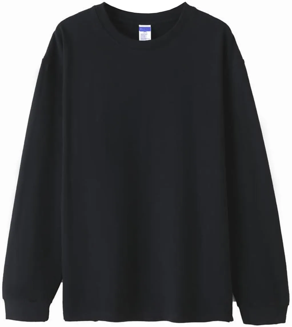 Cotton Long Sleeve T-Shirt, Oversize Cotton Shirt Casual Loose Tee for Man/Woman