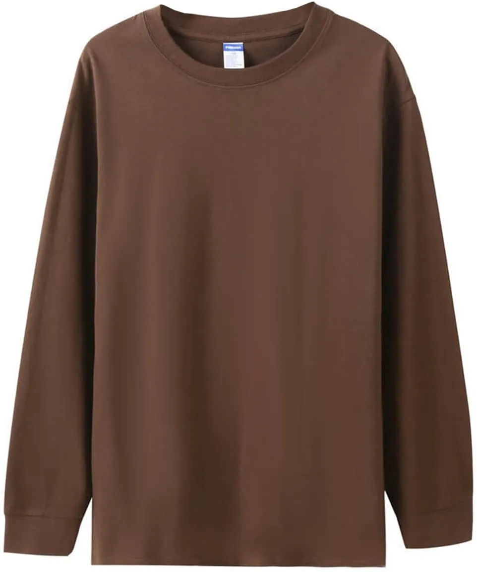 Cotton Long Sleeve T-Shirt, Oversize Cotton Shirt Casual Loose Tee for Man/Woman