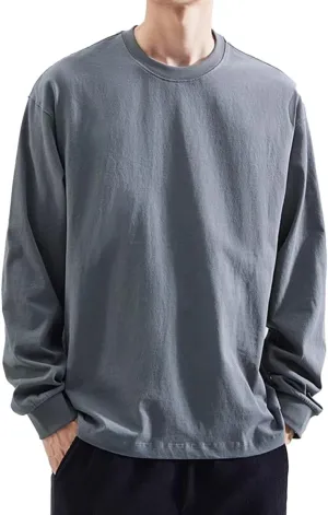 Cotton Long Sleeve T-Shirt, Oversize Cotton Shirt Casual Loose Tee for Man/Woman