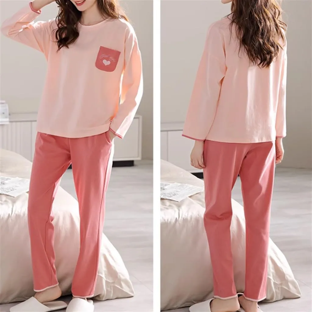Cotton Long Spring and Autumn Women's Sleeve Large Size Cotton Home Clothes Set(Mcode)