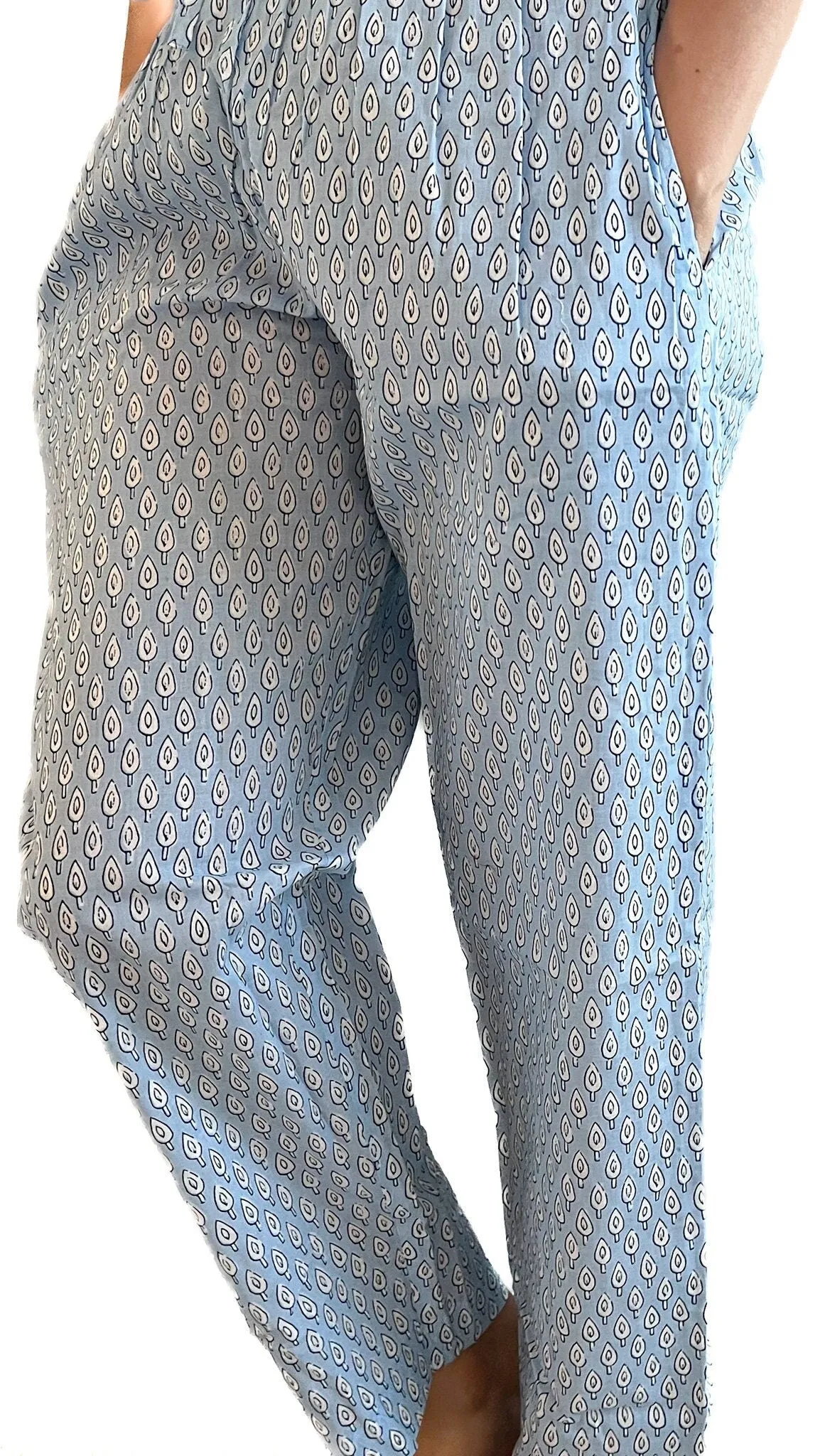 Cotton Pajama Pants Women - Tranquil Blue