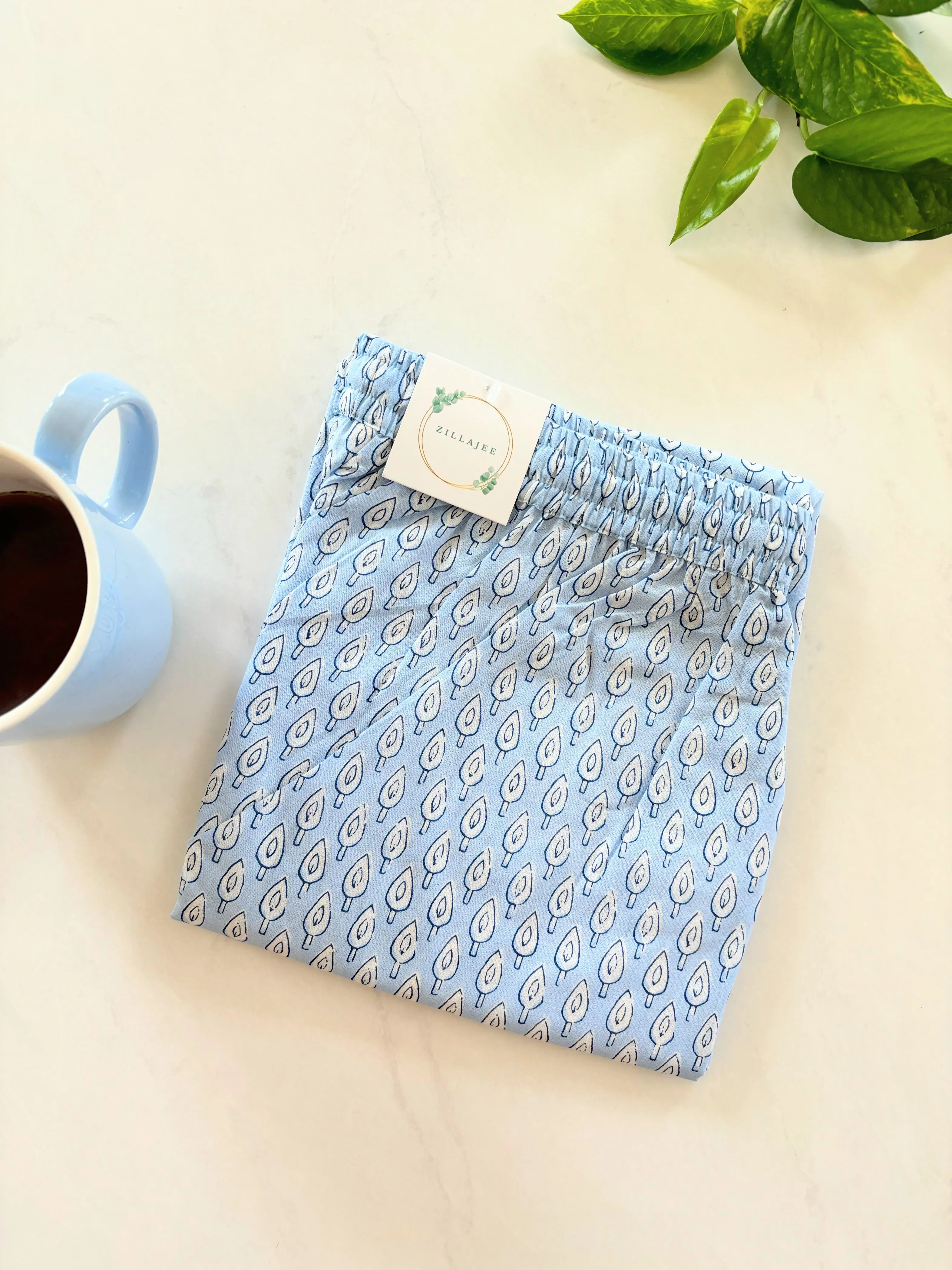 Cotton Pajama Pants Women - Tranquil Blue