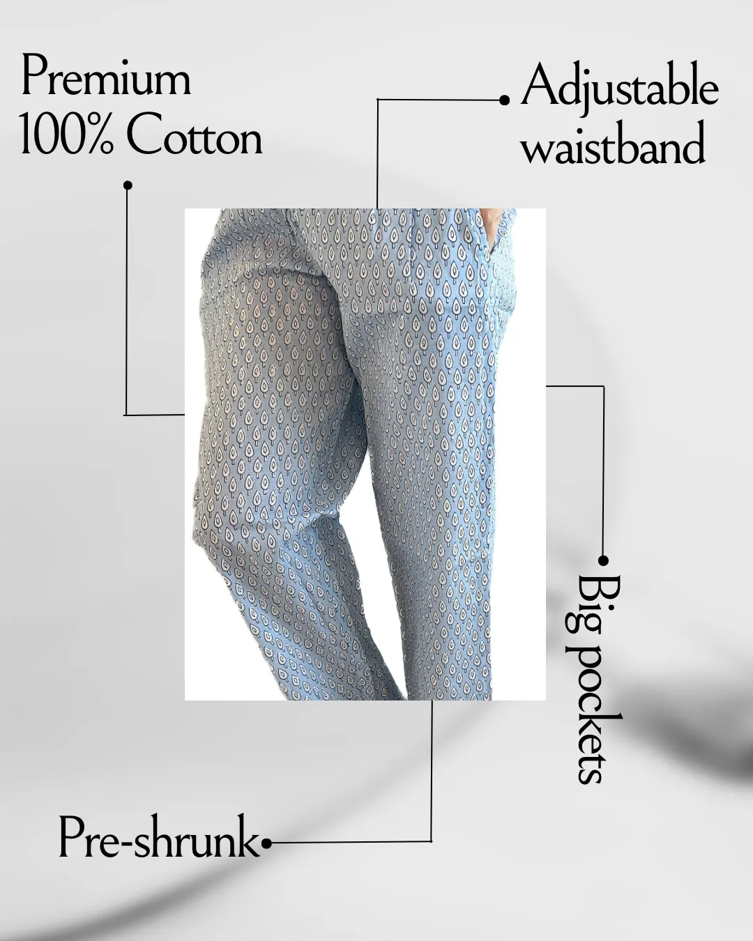 Cotton Pajama Pants Women - Tranquil Blue