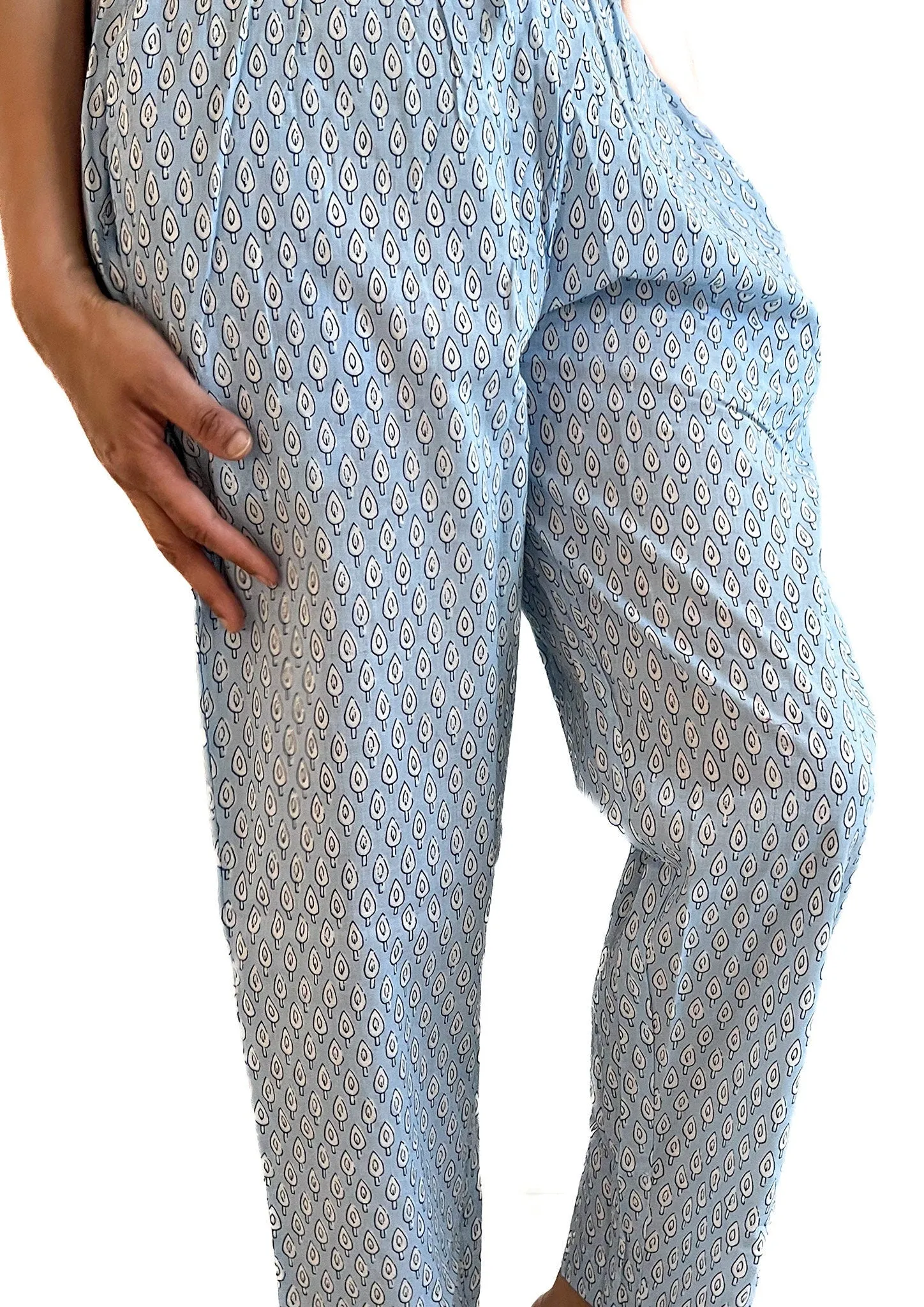 Cotton Pajama Pants Women - Tranquil Blue