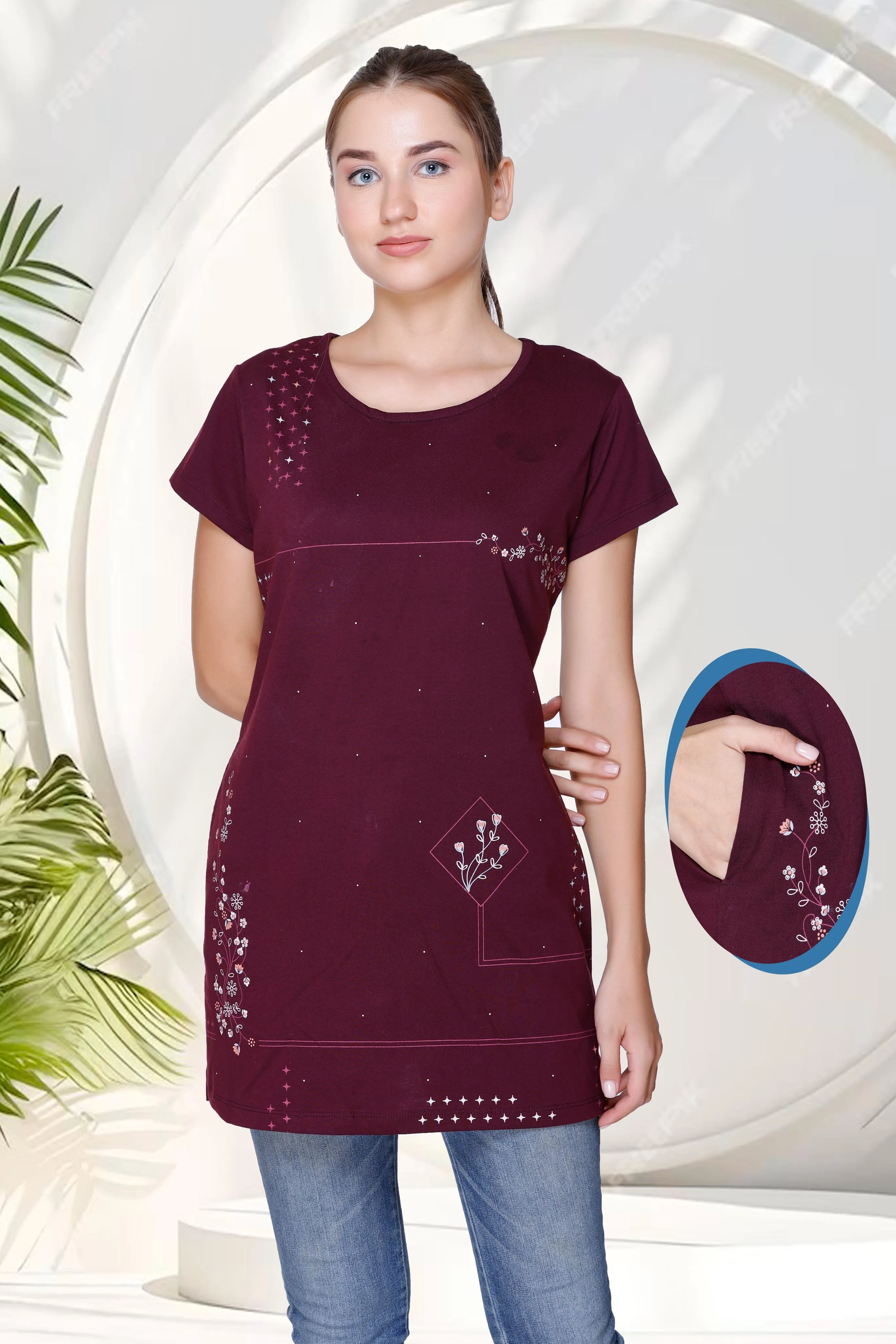 Cotton Printed Long Top For Women
