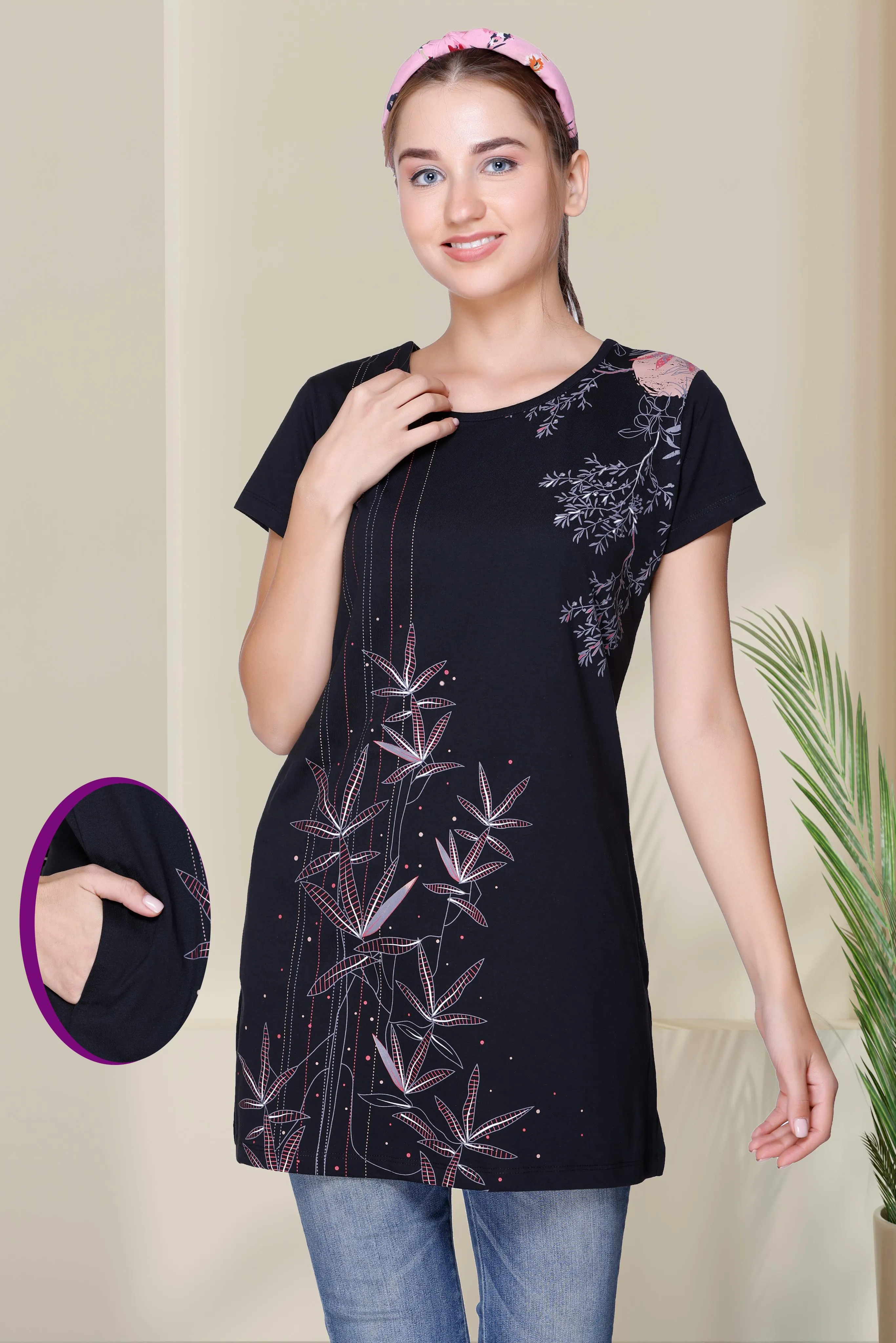 Cotton Printed Long Top For Women