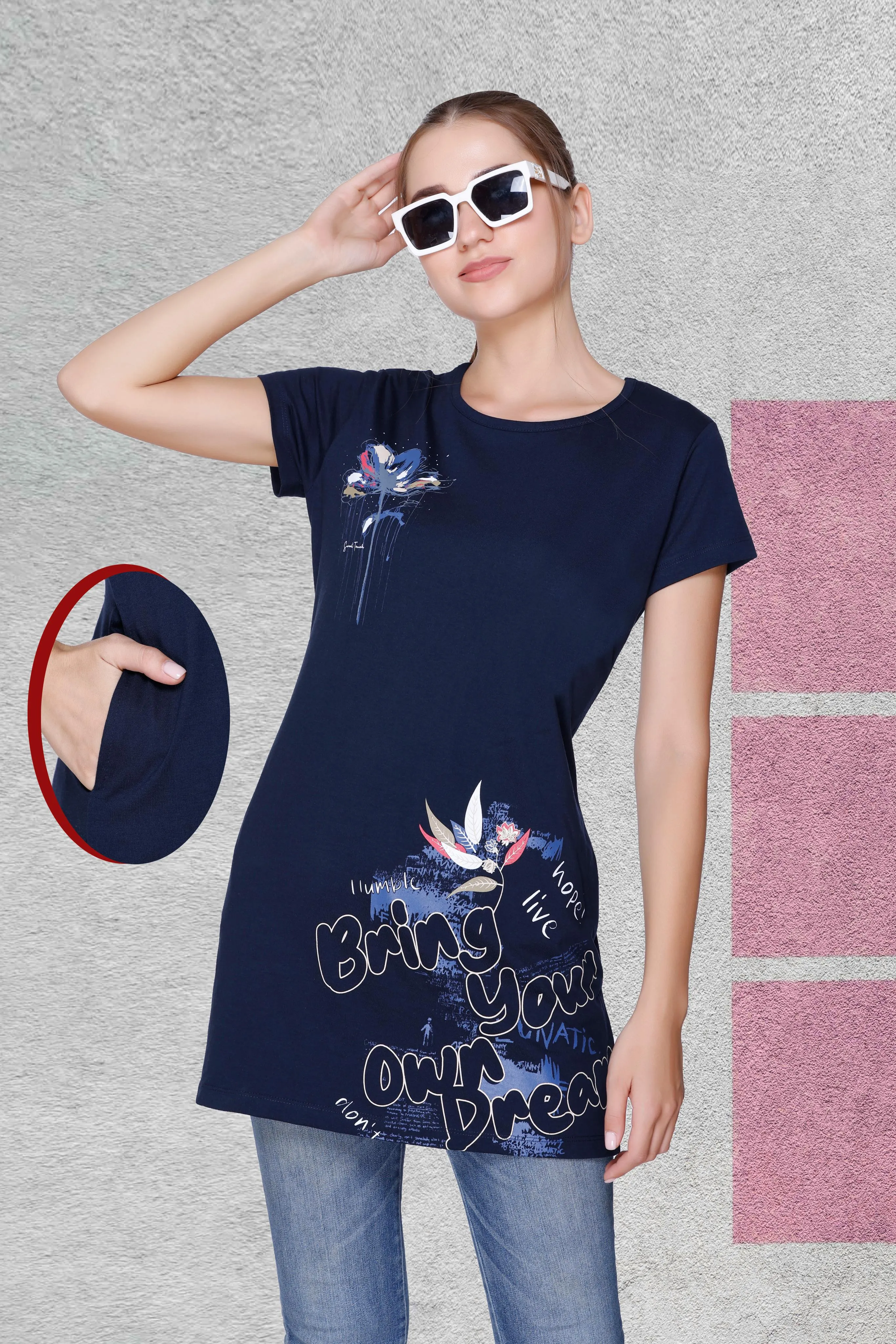 Cotton Printed Long Top For Women