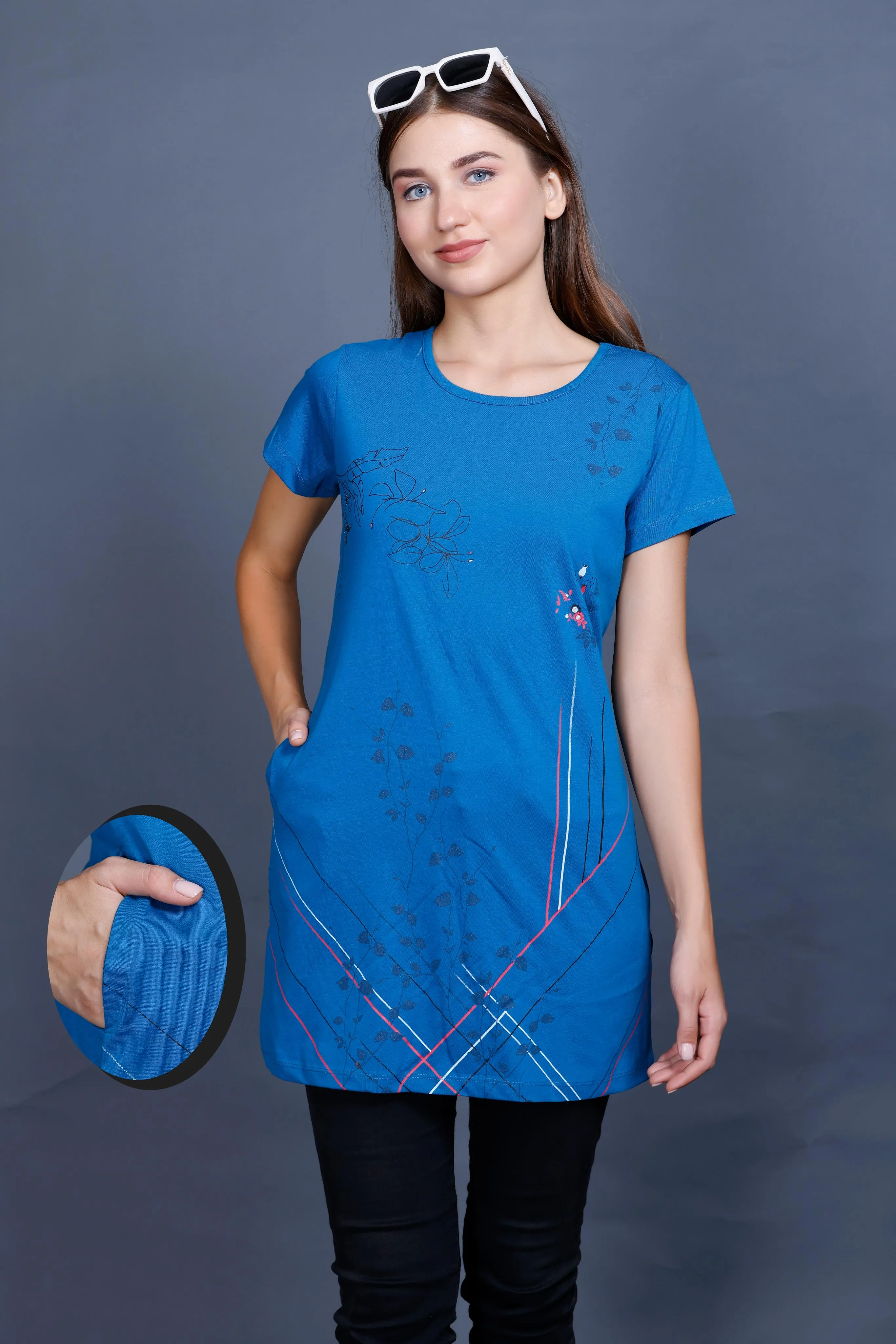 Cotton Printed Long Top For Women