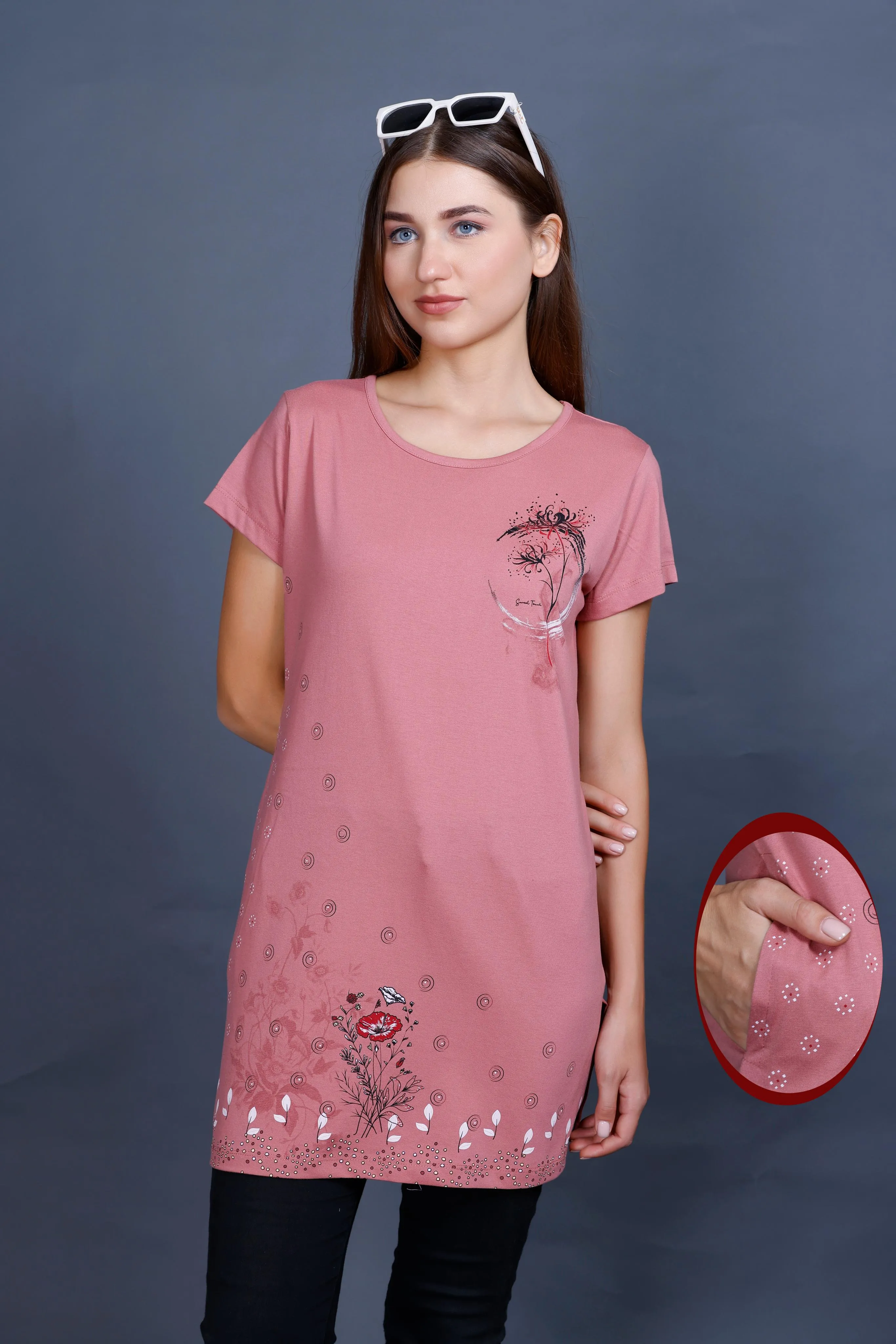 Cotton Printed Long Top For Women