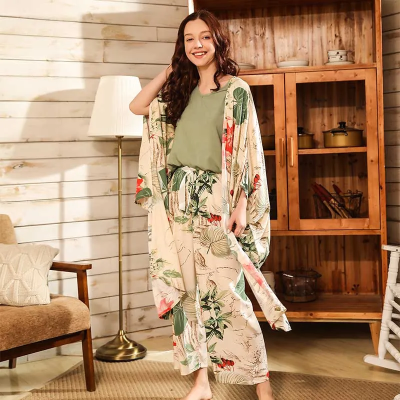 Cotton Satin Floral Women's Pajama Set Sleepwear