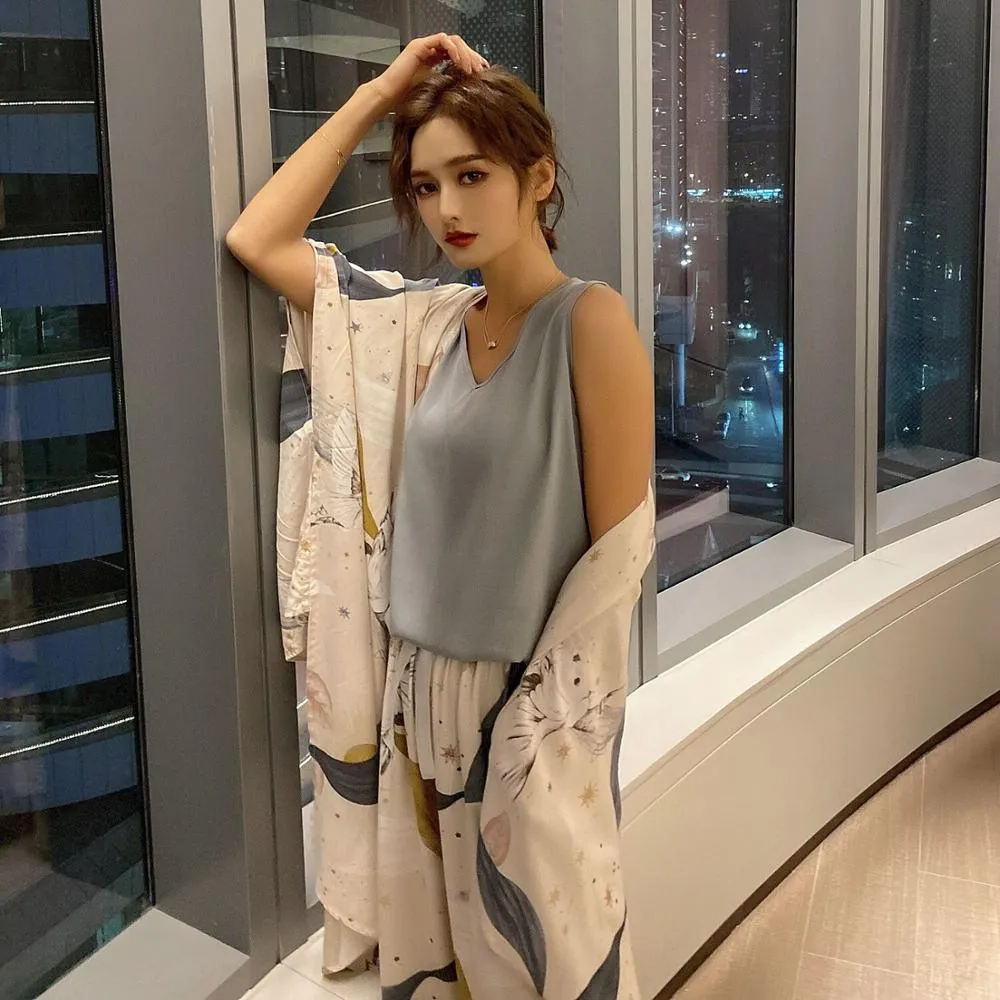 Cotton Satin Floral Women's Pajama Set Sleepwear