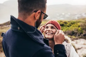 Couple having quality time on winter vacation