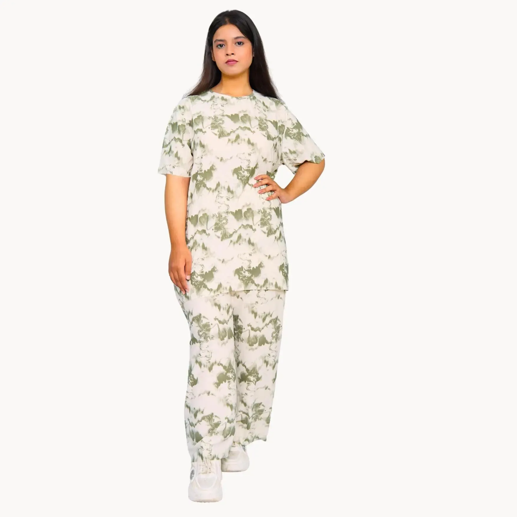 Cozy Dye-Print Half Sleeve Lounge Set| Comfortable Homewear for Women