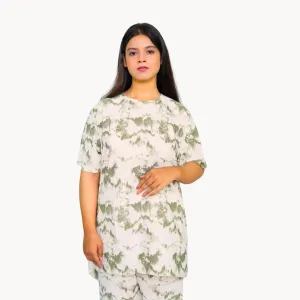 Cozy Dye-Print Half Sleeve Lounge Set| Comfortable Homewear for Women