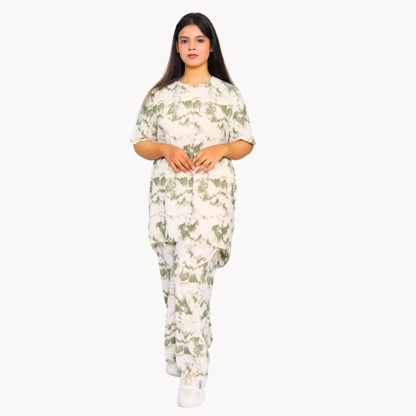 Cozy Dye-Print Half Sleeve Lounge Set| Comfortable Homewear for Women