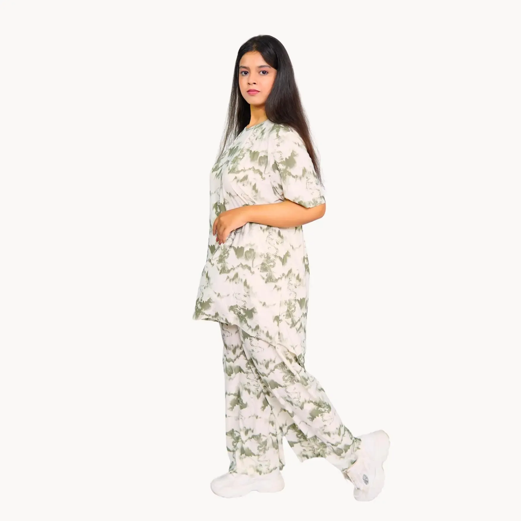 Cozy Dye-Print Half Sleeve Lounge Set| Comfortable Homewear for Women