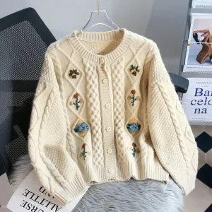 Crochet Knit Thickened Cardigan