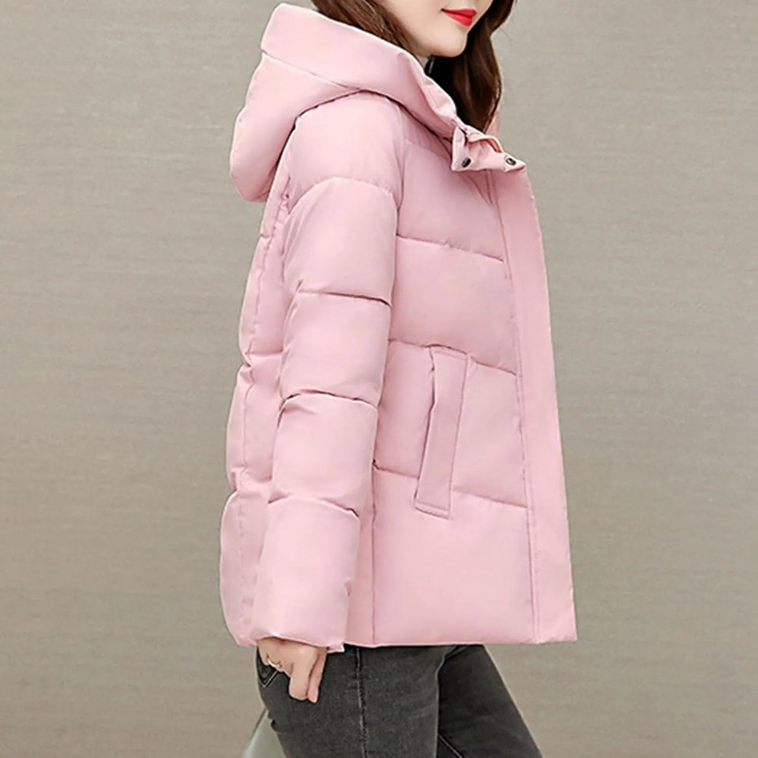 Cropped Jacket Women Puffer Hooded Jacket Winter Padded Jacket Thermal Warm Coat Winter Thicken Outerwear Coats
