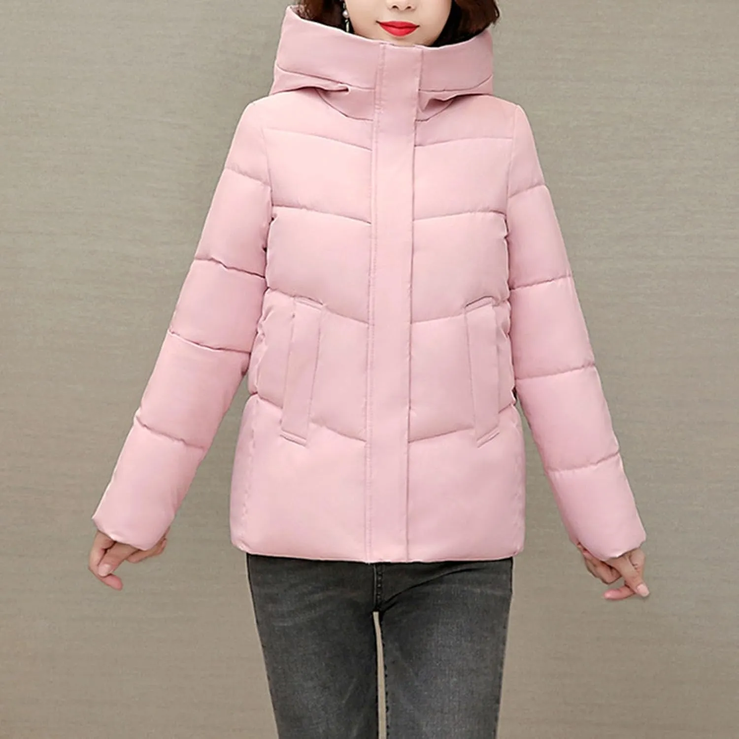 Cropped Jacket Women Puffer Hooded Jacket Winter Padded Jacket Thermal Warm Coat Winter Thicken Outerwear Coats
