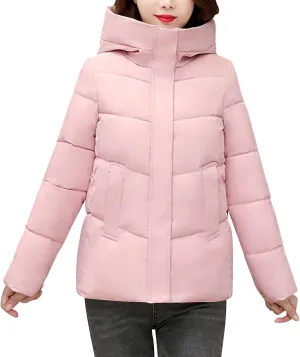 Cropped Jacket Women Puffer Hooded Jacket Winter Padded Jacket Thermal Warm Coat Winter Thicken Outerwear Coats