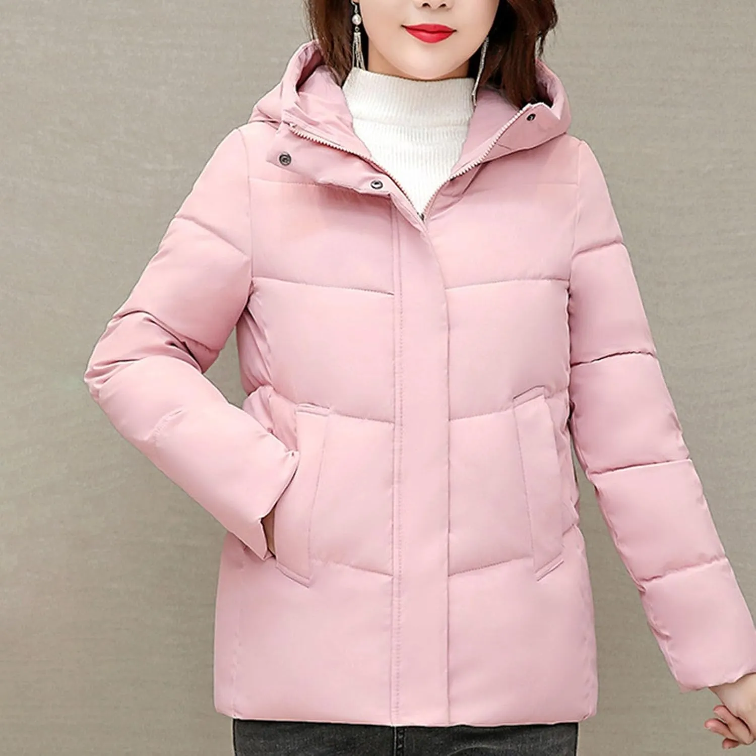 Cropped Jacket Women Puffer Hooded Jacket Winter Padded Jacket Thermal Warm Coat Winter Thicken Outerwear Coats