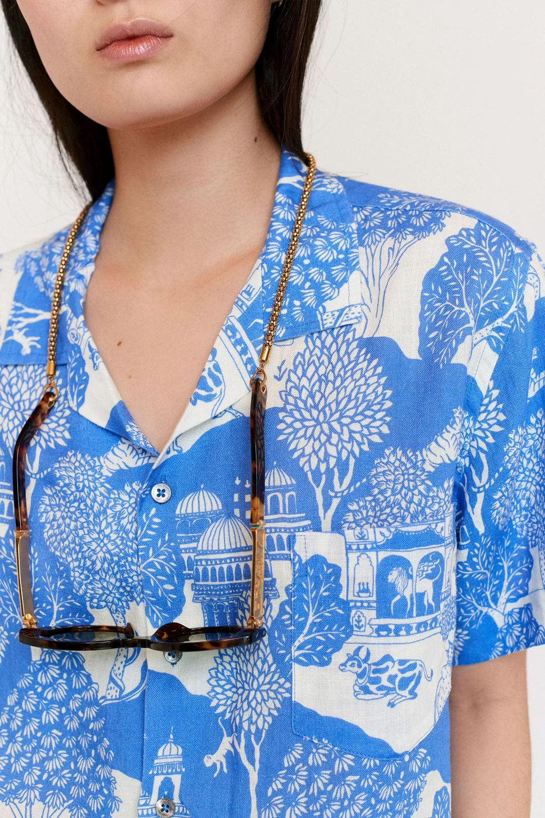 Cuban Pyjama Set Pahari Print Blue
