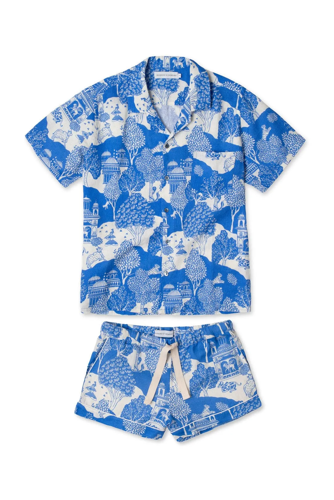 Cuban Pyjama Set Pahari Print Blue