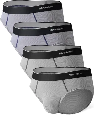 DAVID ARCHY Men's Soft Combed Cotton Briefs - Supima Cotton Stretch Pouch Underwear for Men