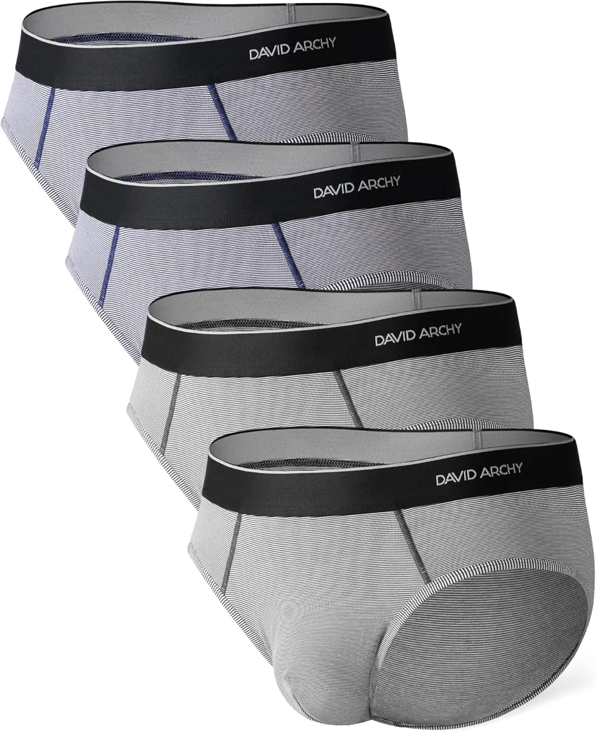 DAVID ARCHY Men's Soft Combed Cotton Briefs - Supima Cotton Stretch Pouch Underwear for Men
