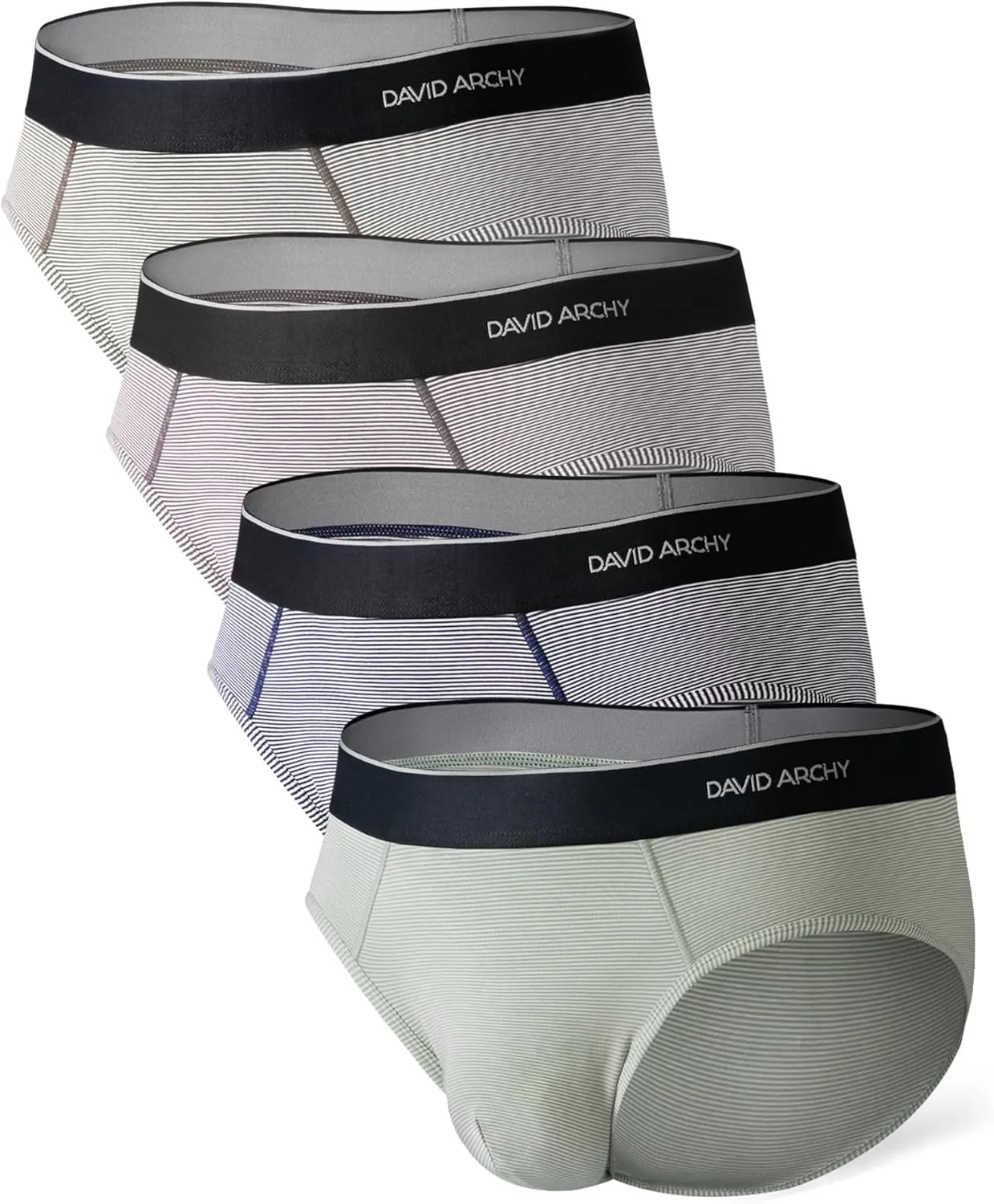 DAVID ARCHY Men's Soft Combed Cotton Briefs - Supima Cotton Stretch Pouch Underwear for Men