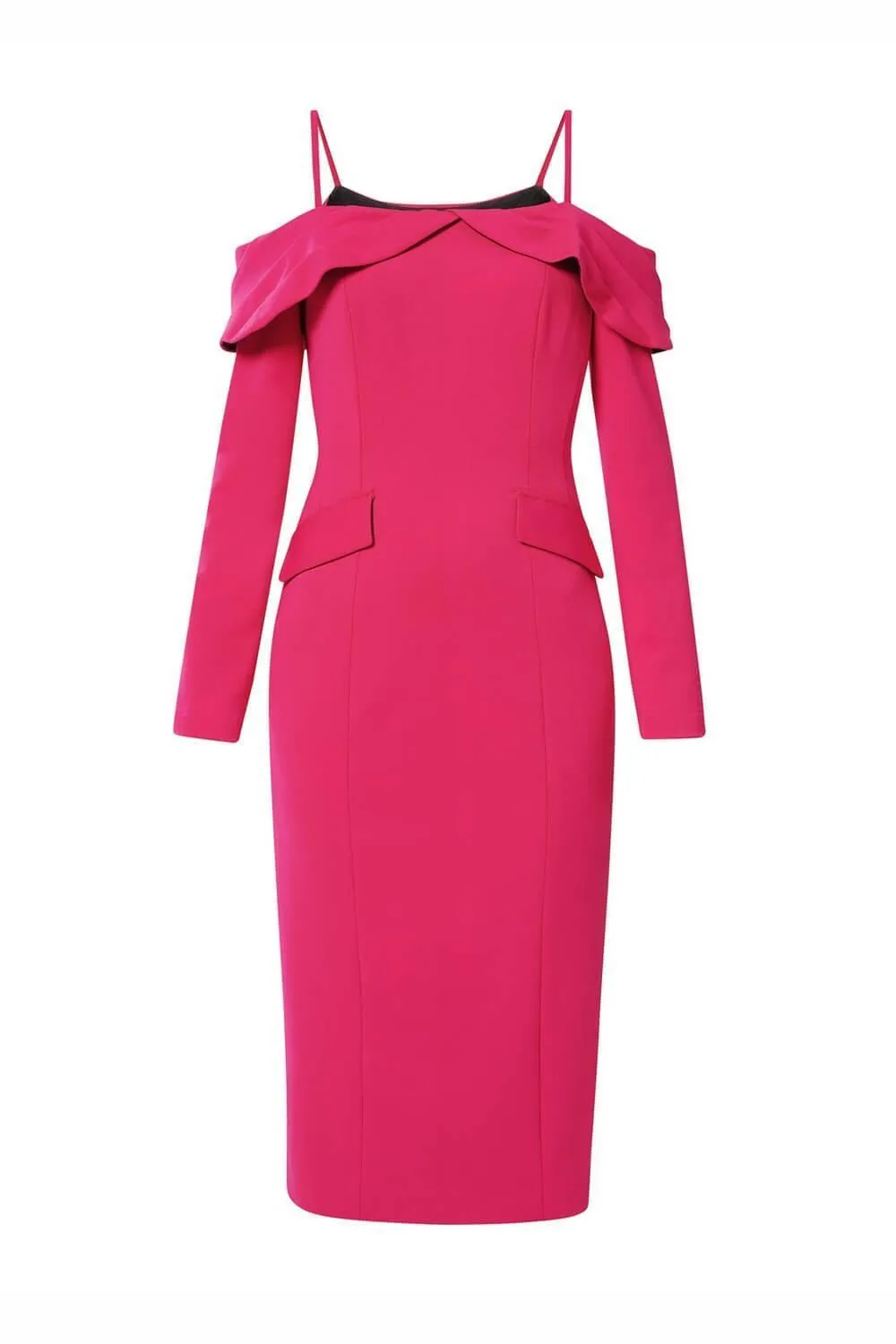 Dean Pencil Cold Shoulder Sleeved Crepe Midi Dress