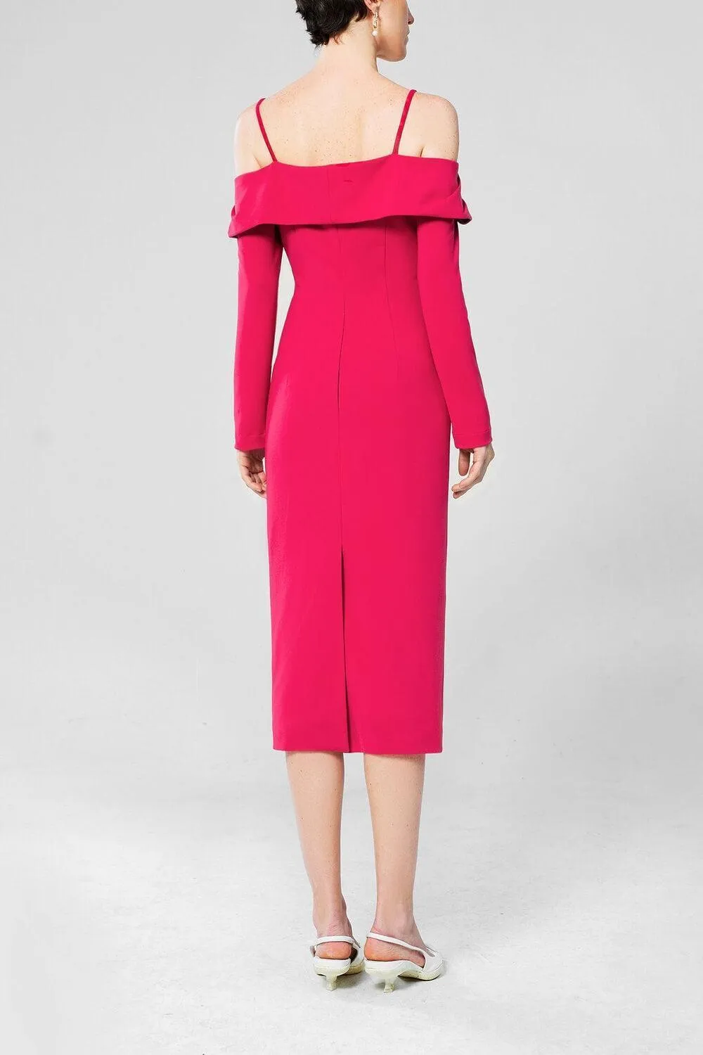 Dean Pencil Cold Shoulder Sleeved Crepe Midi Dress