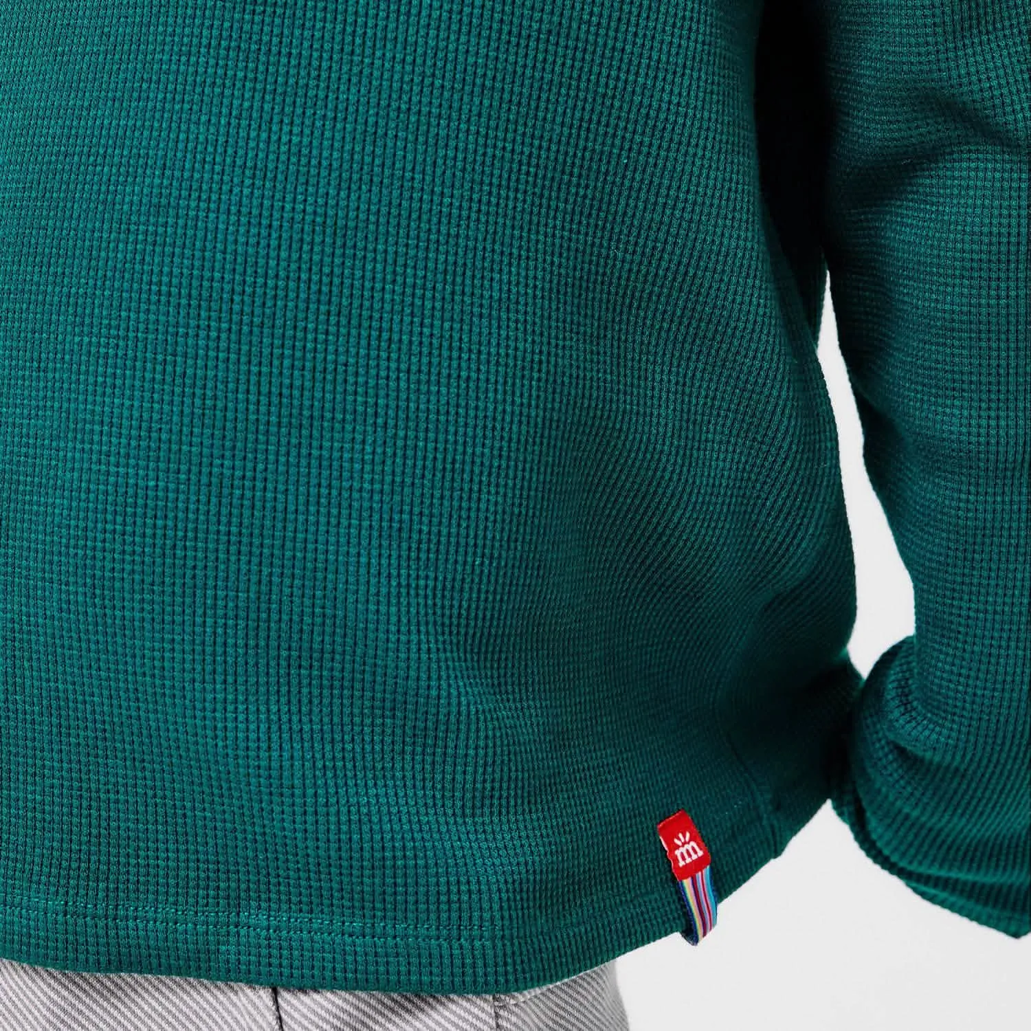 deep emerald waffle modal magnetic henley top