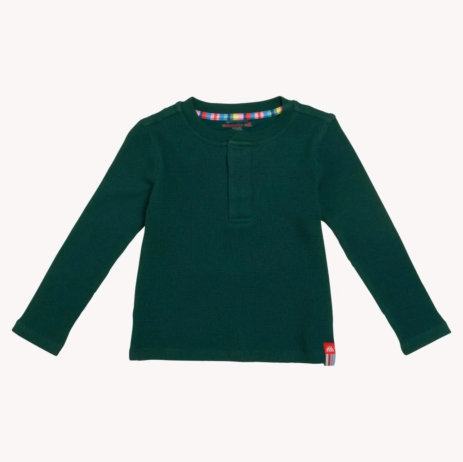 deep emerald waffle modal magnetic henley top