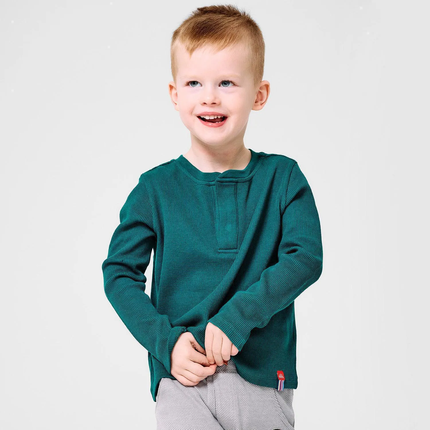 deep emerald waffle modal magnetic henley top