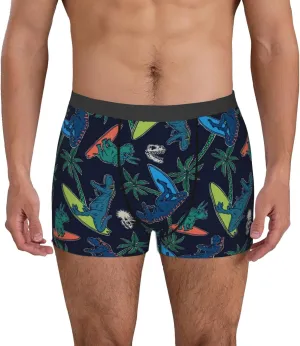 Dinosaur Print Boxer Briefs For Men Breathable Underwear-