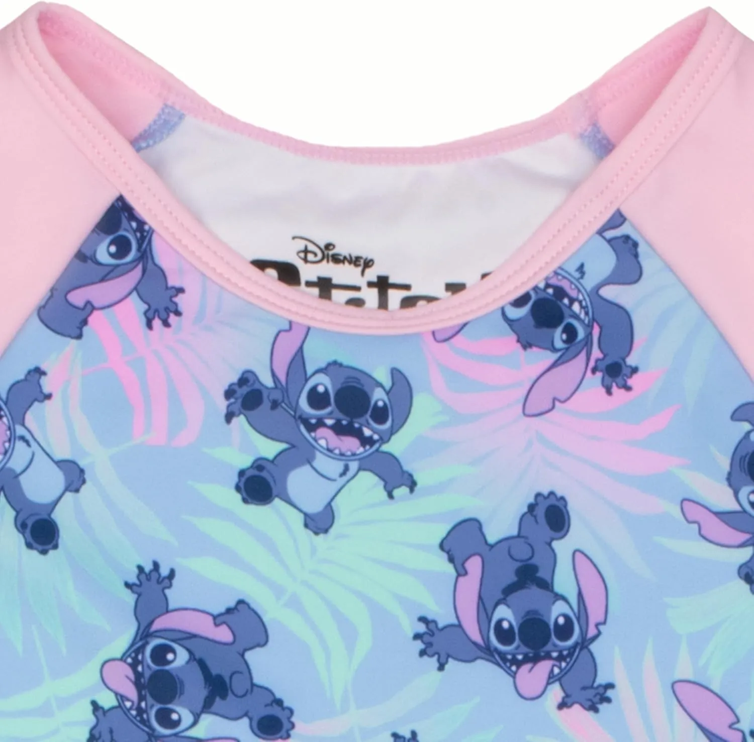 Disney Lilo & Stitch Girls 2-Piece Swimsuit Set, Long-Sleeved Rash Guard and Bikini Bottoms, Quick-Drying Swimwear for Kids