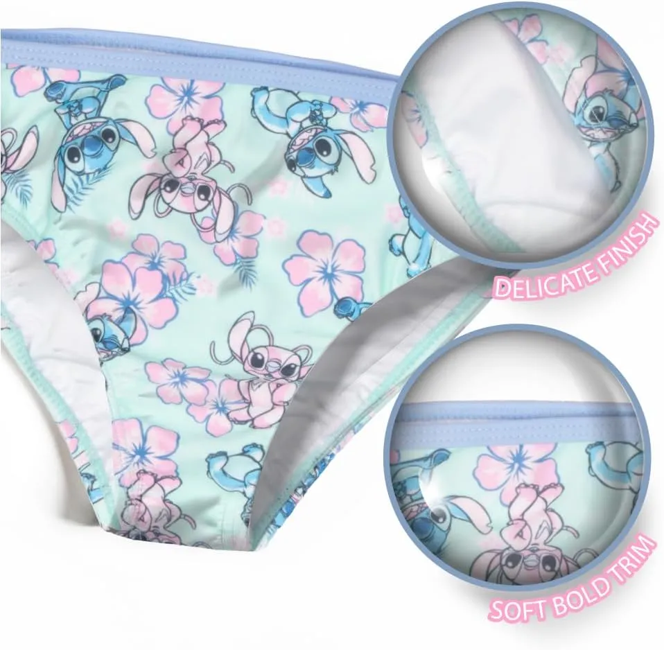 Disney Lilo & Stitch Girls 2-Piece Swimsuit Set, Long-Sleeved Rash Guard and Bikini Bottoms, Quick-Drying Swimwear for Kids