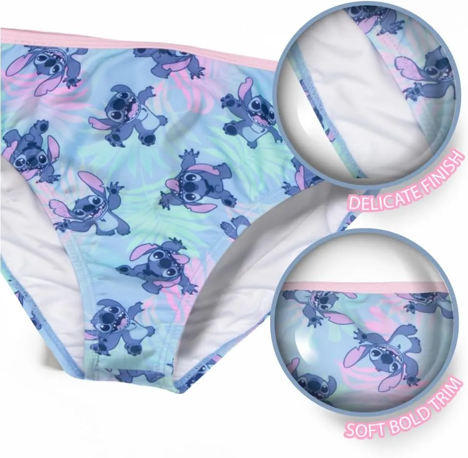 Disney Lilo & Stitch Girls 2-Piece Swimsuit Set, Long-Sleeved Rash Guard and Bikini Bottoms, Quick-Drying Swimwear for Kids