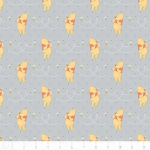 Disney Winnie the Pooh Honeybee in Light Grey Cotton Fabric