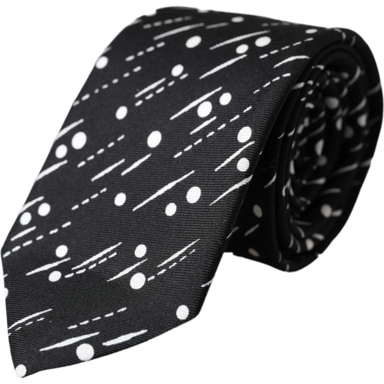 Dolce & Gabbana Black Dotted 100% Silk Adjustable Tie