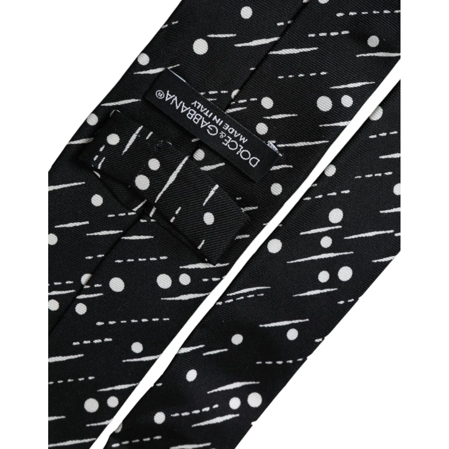 Dolce & Gabbana Black Dotted 100% Silk Adjustable Tie