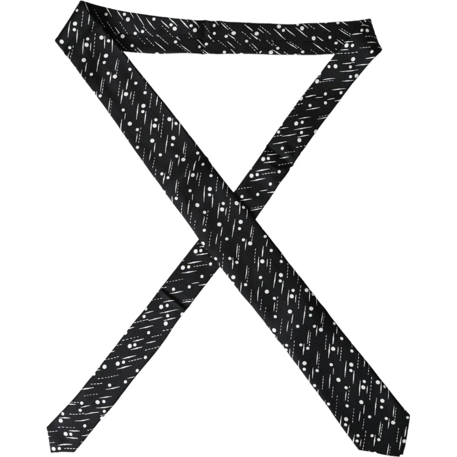 Dolce & Gabbana Black Dotted 100% Silk Adjustable Tie