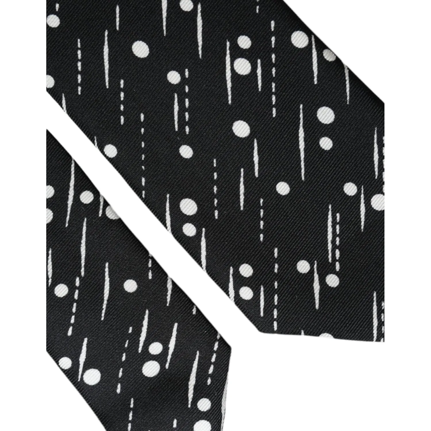 Dolce & Gabbana Black Dotted 100% Silk Adjustable Tie