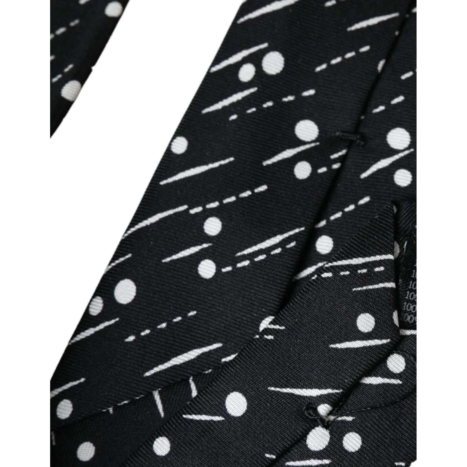 Dolce & Gabbana Black Dotted 100% Silk Adjustable Tie