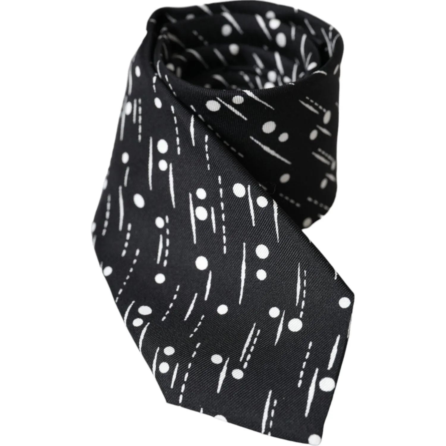 Dolce & Gabbana Black Dotted 100% Silk Adjustable Tie