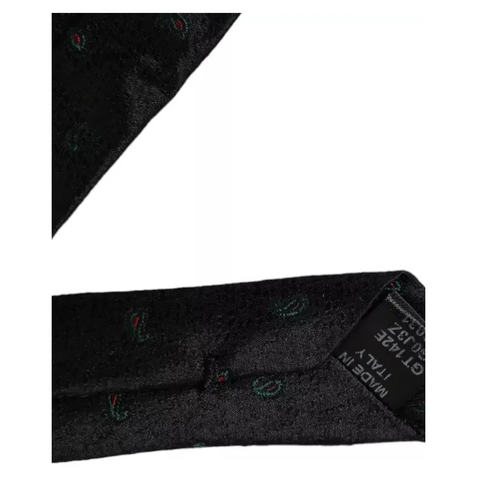 Dolce & Gabbana Black Fantasy 100% Silk Adjustable Men Tie