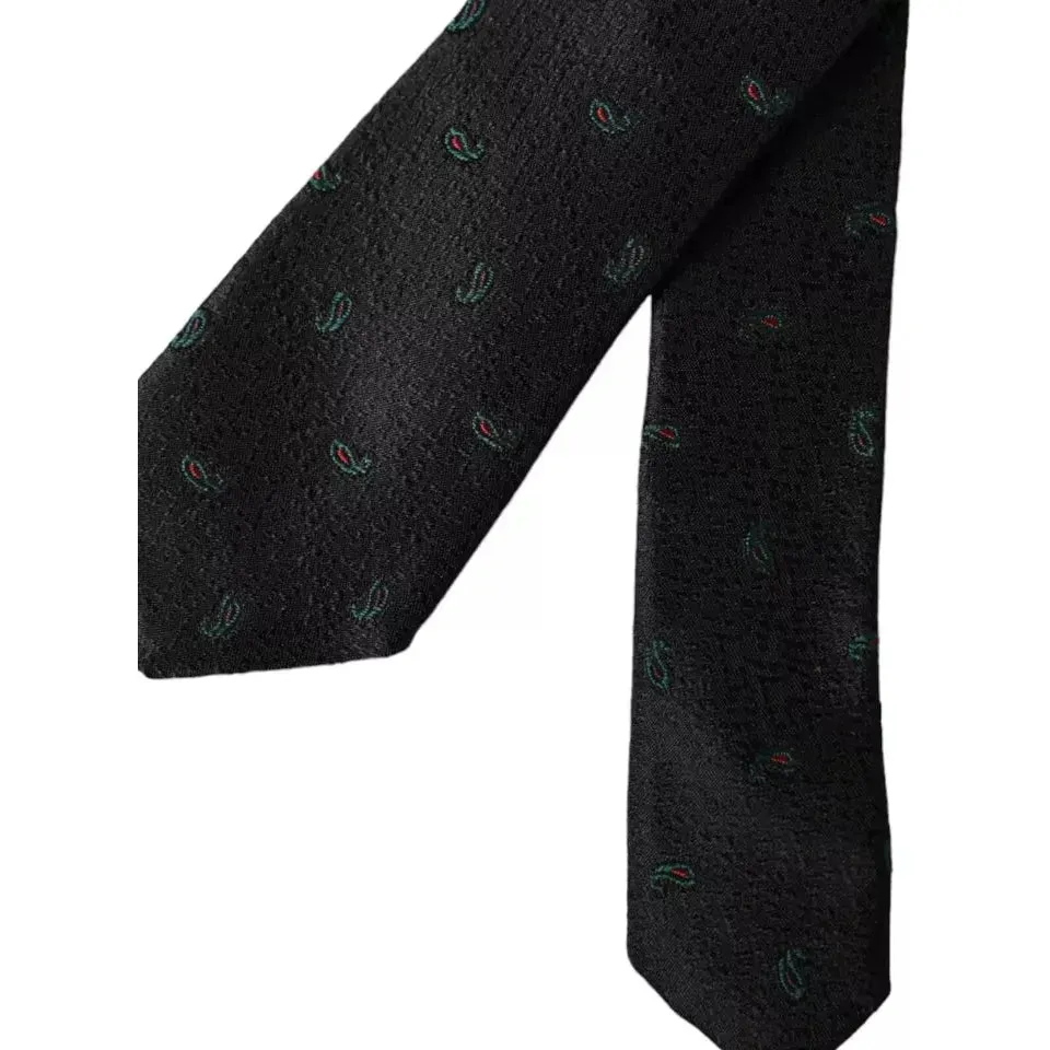 Dolce & Gabbana Black Fantasy 100% Silk Adjustable Men Tie