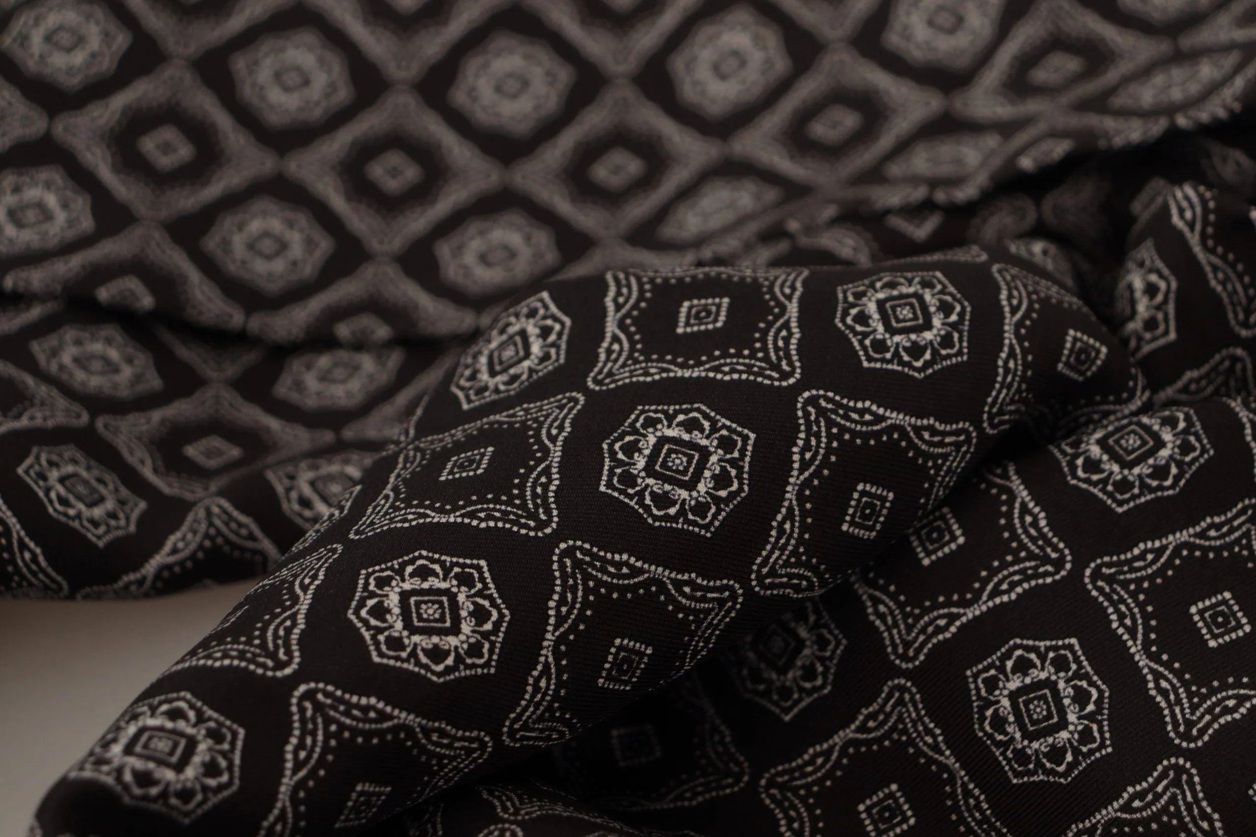 Dolce & Gabbana Black Silk Geometric Logo Print Shawl Fringe Scarf