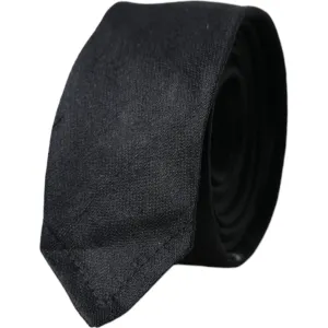 Dolce & Gabbana Black Solid 100% Silk Adjustable Tie